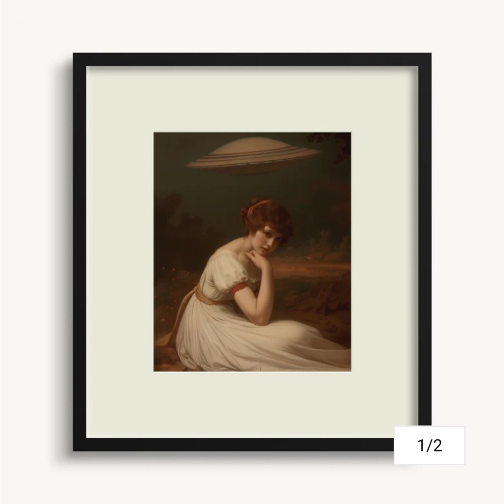 Lady and UFO Wall Art